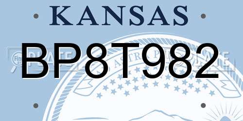 BP8T982 Kansas License Plate