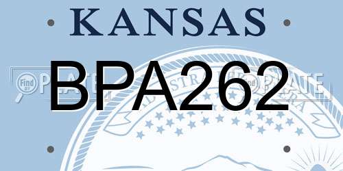BPA262 Kansas License Plate