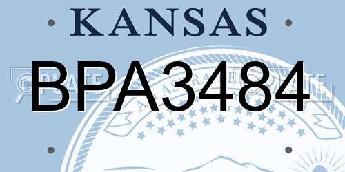 BPA3484 Kansas License Plate