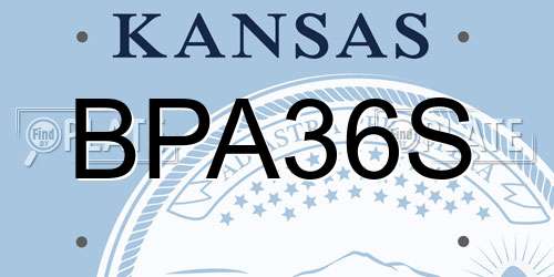 BPA36S Kansas License Plate