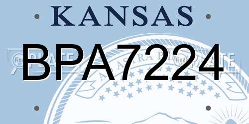 BPA7224 Kansas License Plate