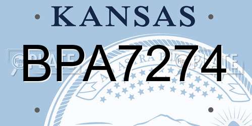 BPA7274 Kansas License Plate