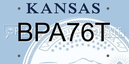 BPA76T Kansas License Plate