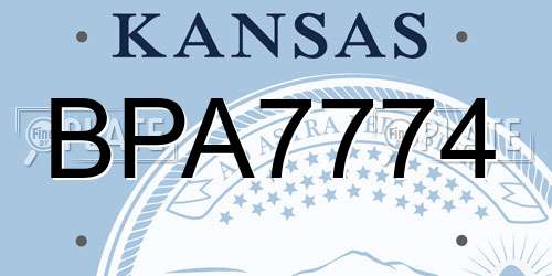 BPA7774 Kansas License Plate