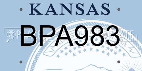 BPA983 Kansas License Plate