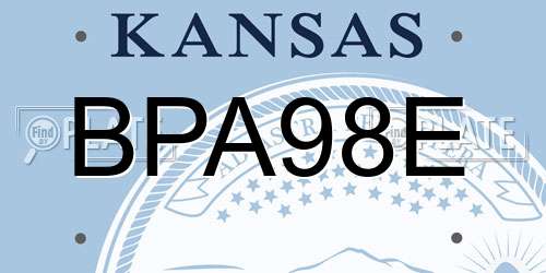 BPA98E Kansas License Plate