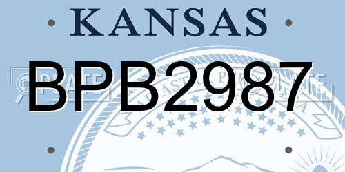BPB2987 Kansas License Plate