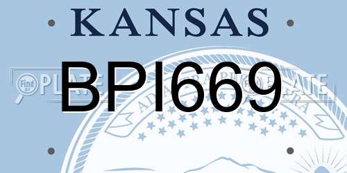 BPI669 Kansas License Plate