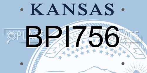 BPI756 Kansas License Plate
