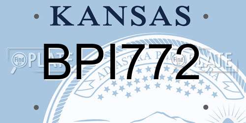 BPI772 Kansas License Plate