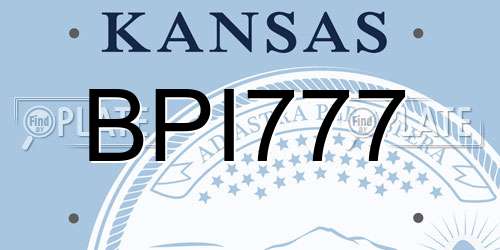 BPI777 Kansas License Plate