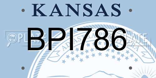 BPI786 Kansas License Plate