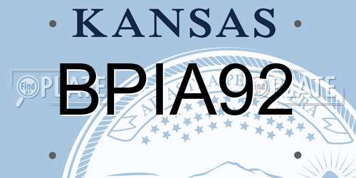 BPIA92 Kansas License Plate