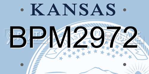 BPM2972 Kansas License Plate