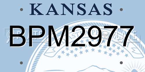 BPM2977 Kansas License Plate