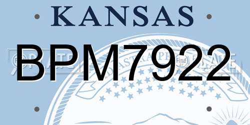 BPM7922 Kansas License Plate