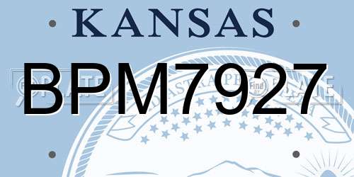 BPM7927 Kansas License Plate