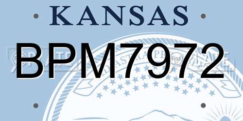 BPM7972 Kansas License Plate