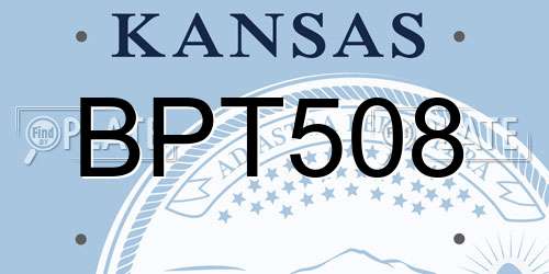 BPT508 Kansas License Plate