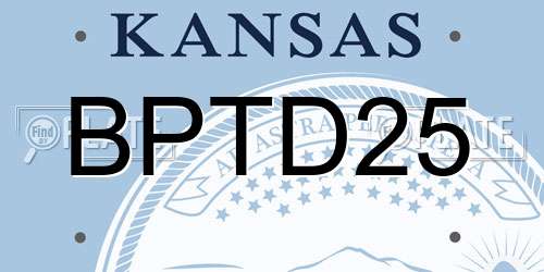 BPTD25 Kansas License Plate