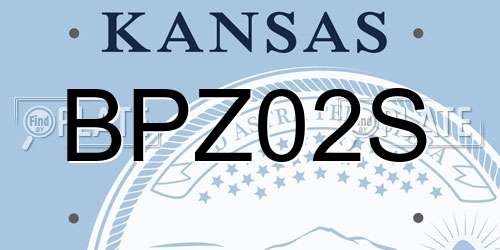 BPZ02S Kansas License Plate