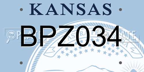 BPZ034 Kansas License Plate