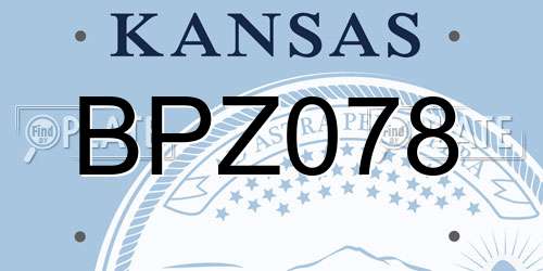 BPZ078 Kansas License Plate