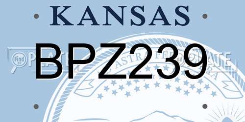 BPZ239 Kansas License Plate