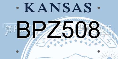 BPZ508 Kansas License Plate