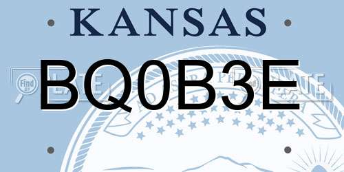 BQ0B3E Kansas License Plate