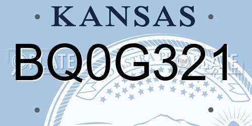 BQ0G321 Kansas License Plate