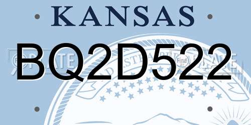 BQ2D522 Kansas License Plate