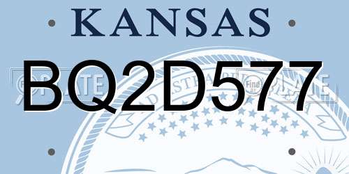 BQ2D577 Kansas License Plate