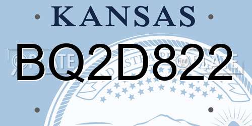 BQ2D822 Kansas License Plate