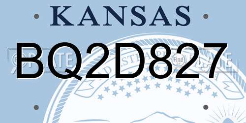 BQ2D827 Kansas License Plate