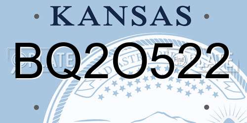 BQ2O522 Kansas License Plate