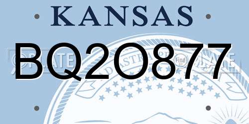 BQ2O877 Kansas License Plate