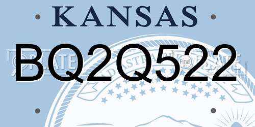 BQ2Q522 Kansas License Plate