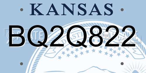 BQ2Q822 Kansas License Plate