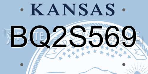 BQ2S569 Kansas License Plate