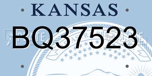 BQ37523 Kansas License Plate