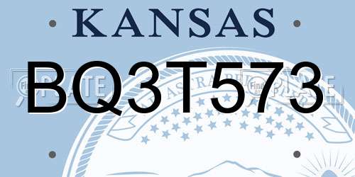 BQ3T573 Kansas License Plate