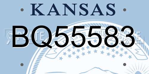 BQ55583 Kansas License Plate