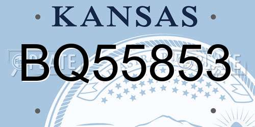 BQ55853 Kansas License Plate