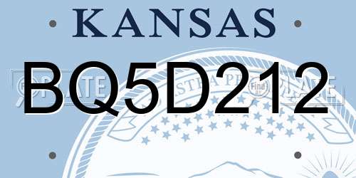 BQ5D212 Kansas License Plate