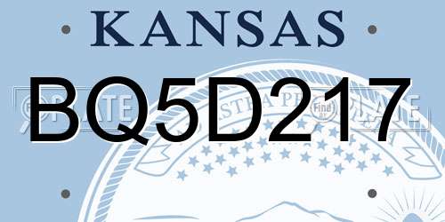 BQ5D217 Kansas License Plate