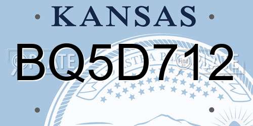 BQ5D712 Kansas License Plate