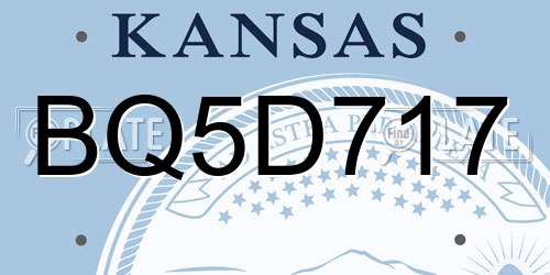 BQ5D717 Kansas License Plate