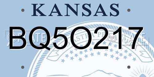 BQ5O217 Kansas License Plate