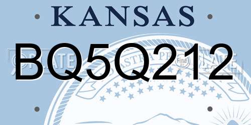 BQ5Q212 Kansas License Plate